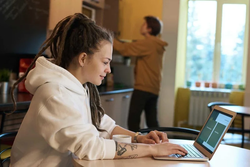 Girl using a laptop