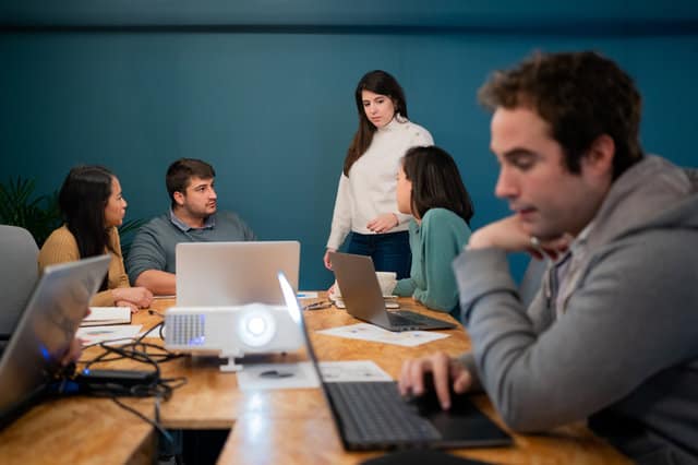 Colleagues working in the office