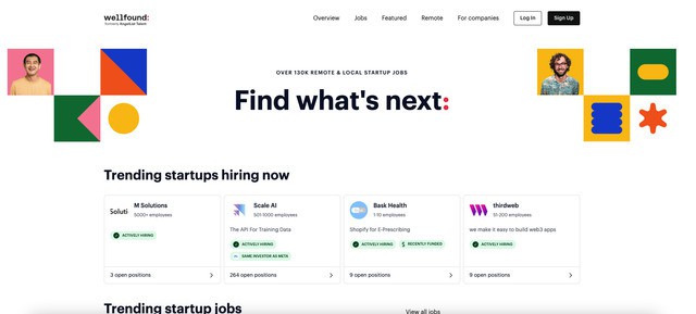 WellFound homepage screenshot