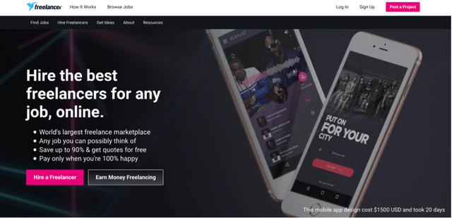 Freelancer website screenshot
