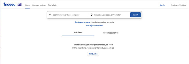 Indeed homepage screenshot