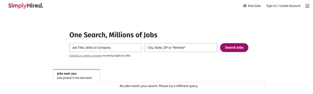 SimplyHired website screenshot