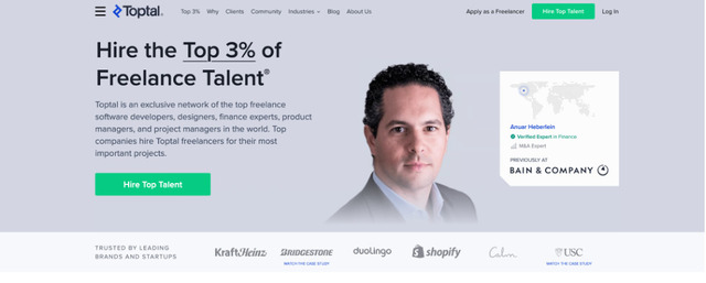 Toptal homepage screenshot