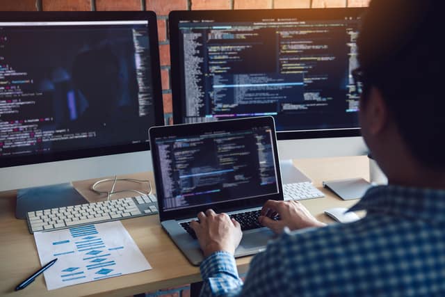 Man working with laptop