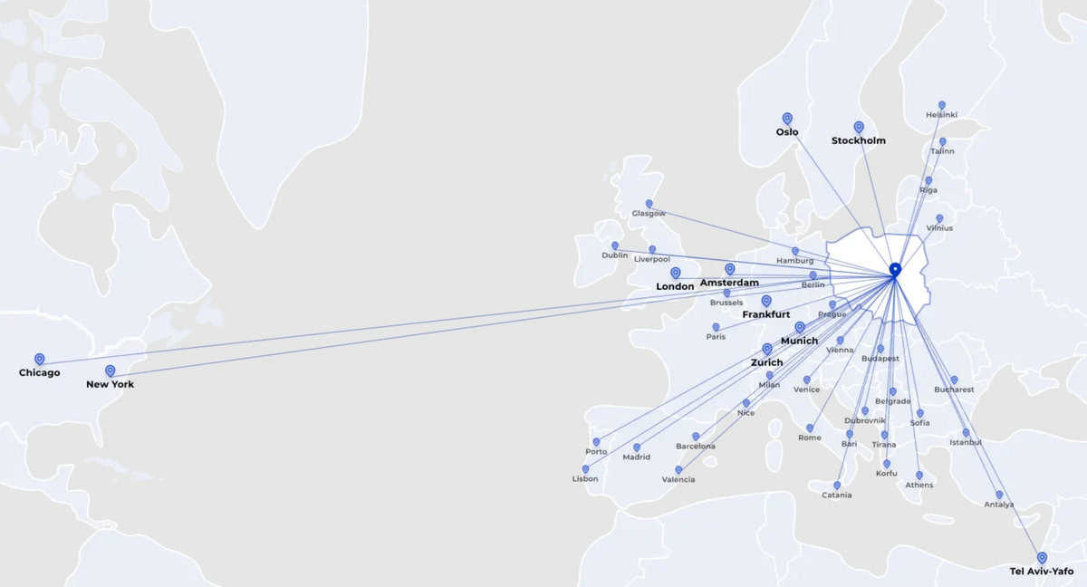 Flight connections to Warsaw