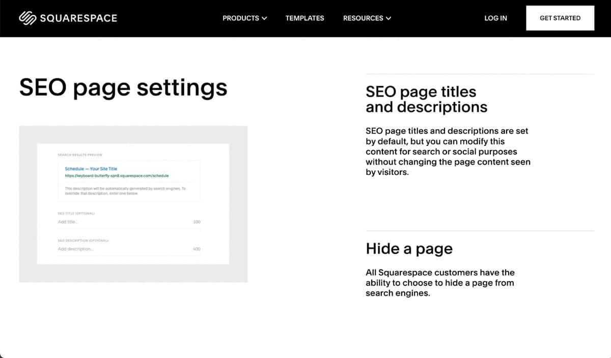 Squarespace SEO features