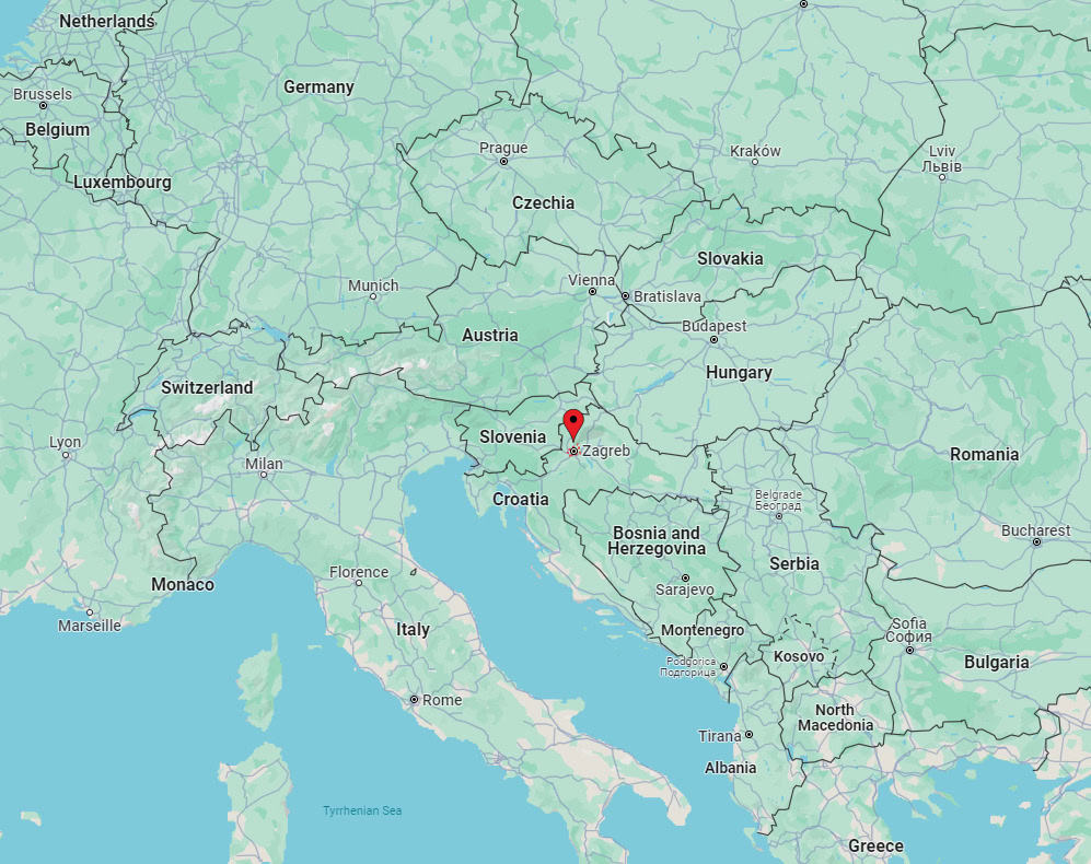 Zagreb on map