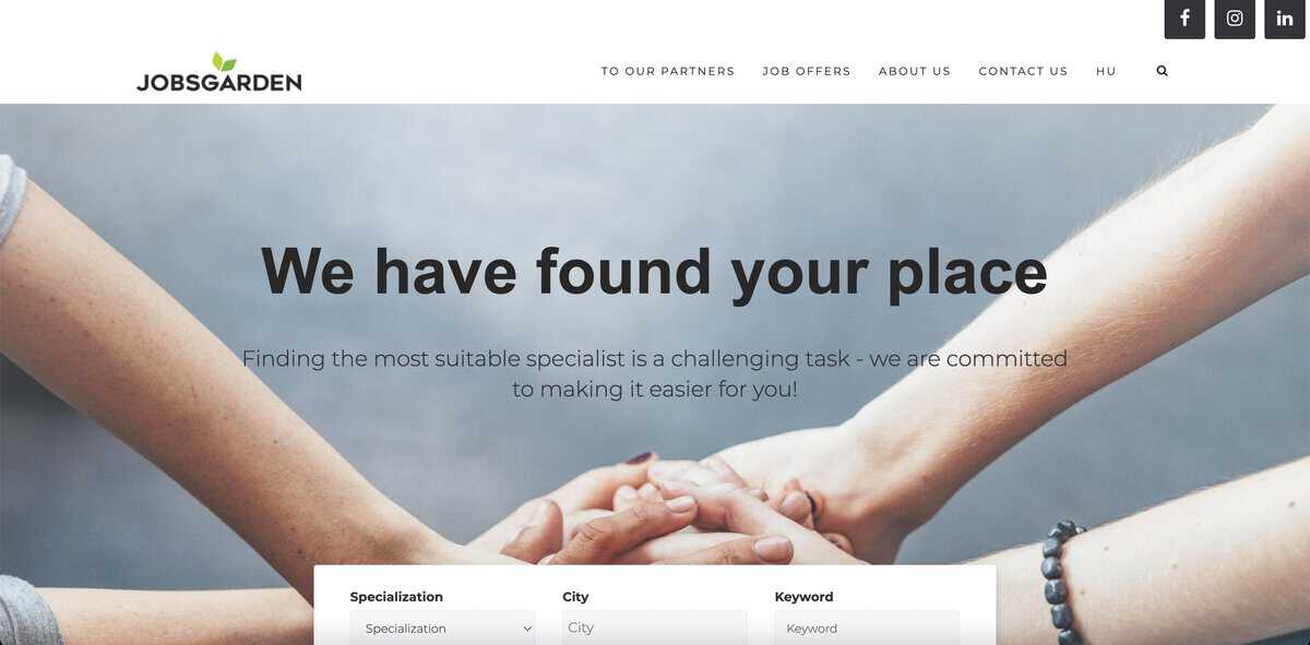 Jobsgarden website screenshot