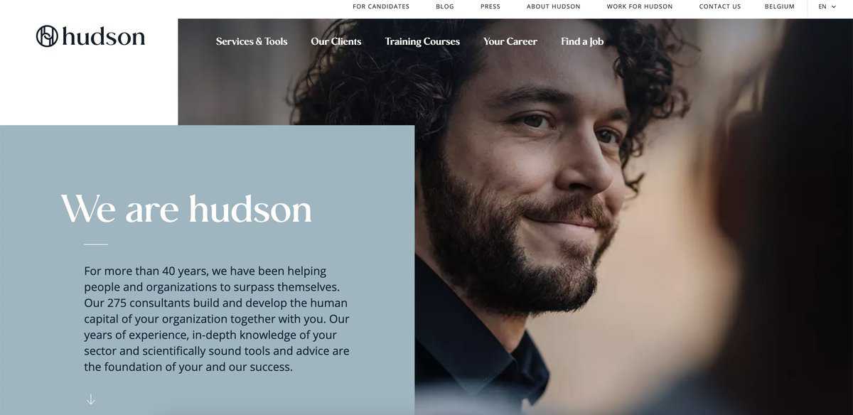 Hudson Benelux home page screenshot