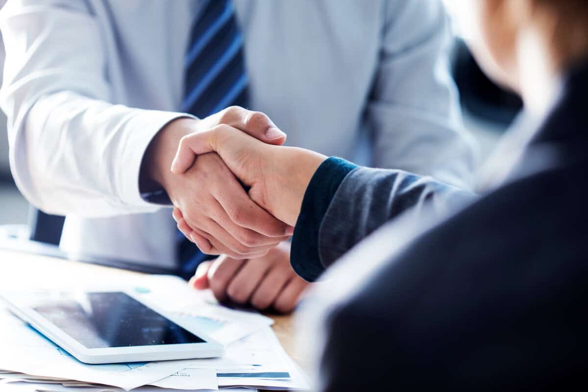 Business development representative handshake