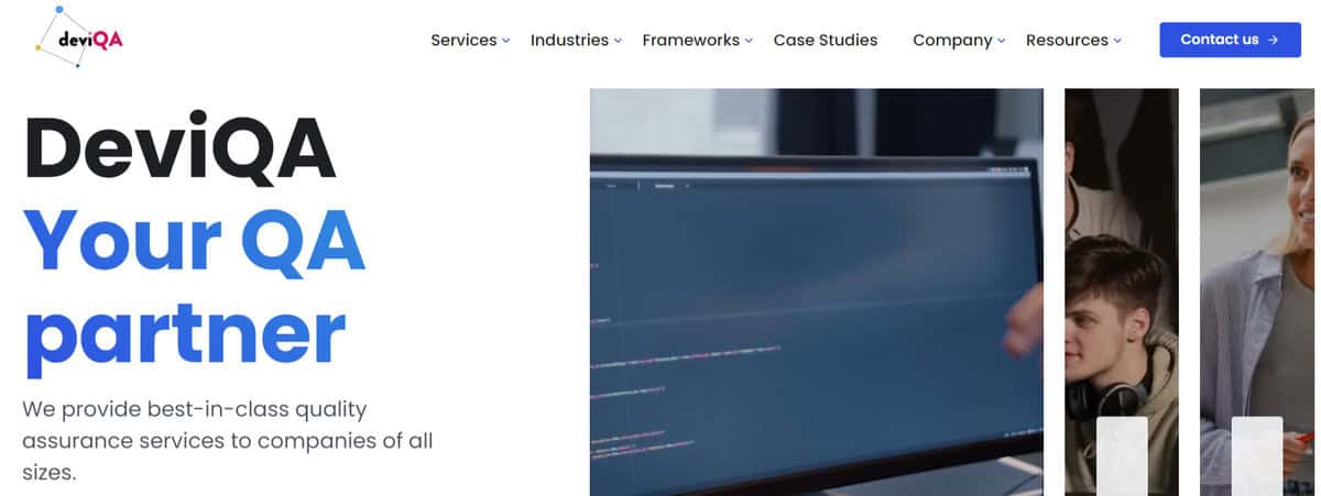 DeviQA website screenshot
