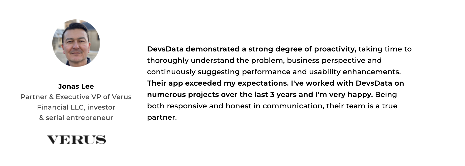 DevsData Jonas Testimonial