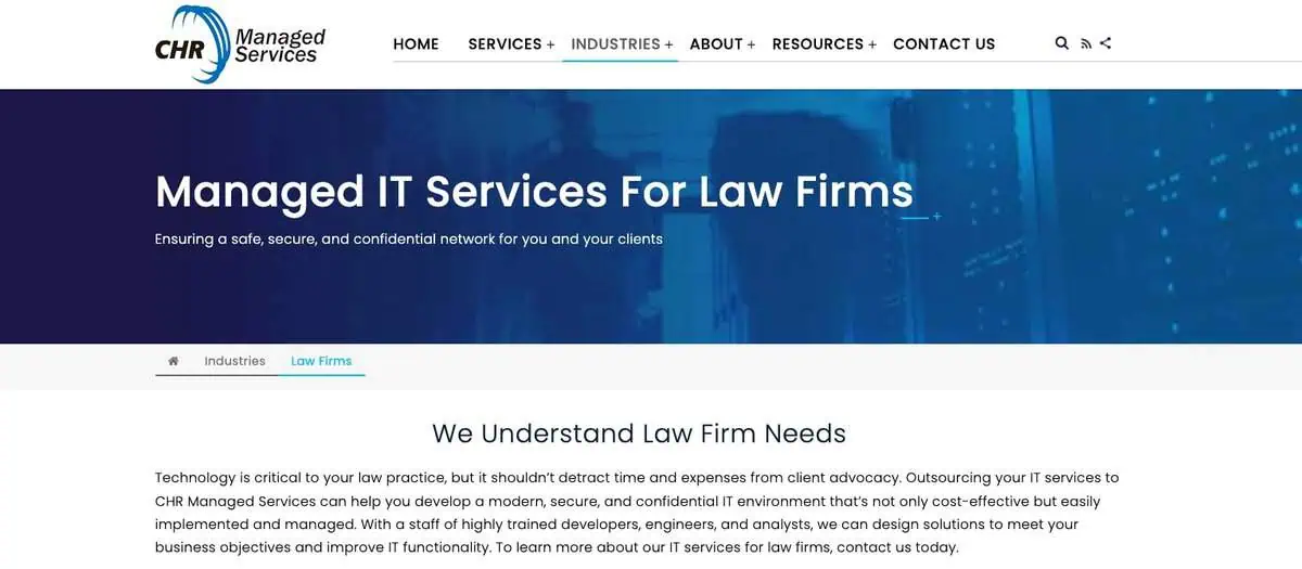 CHR Solutions webpage