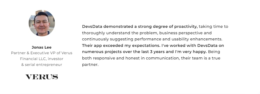 DevsData Jonas Testimonial