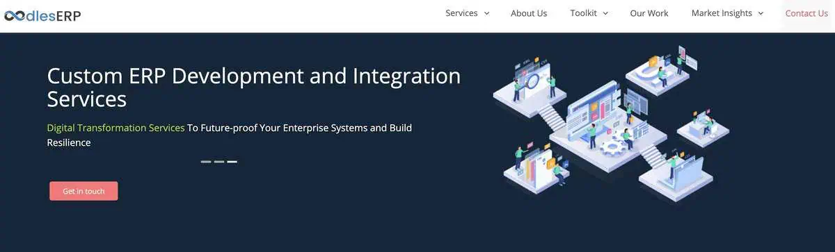 ERP Solutions webpage