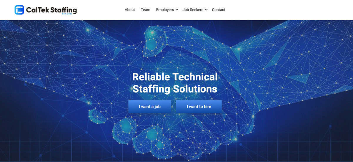 CalTek Staffing website screenshot