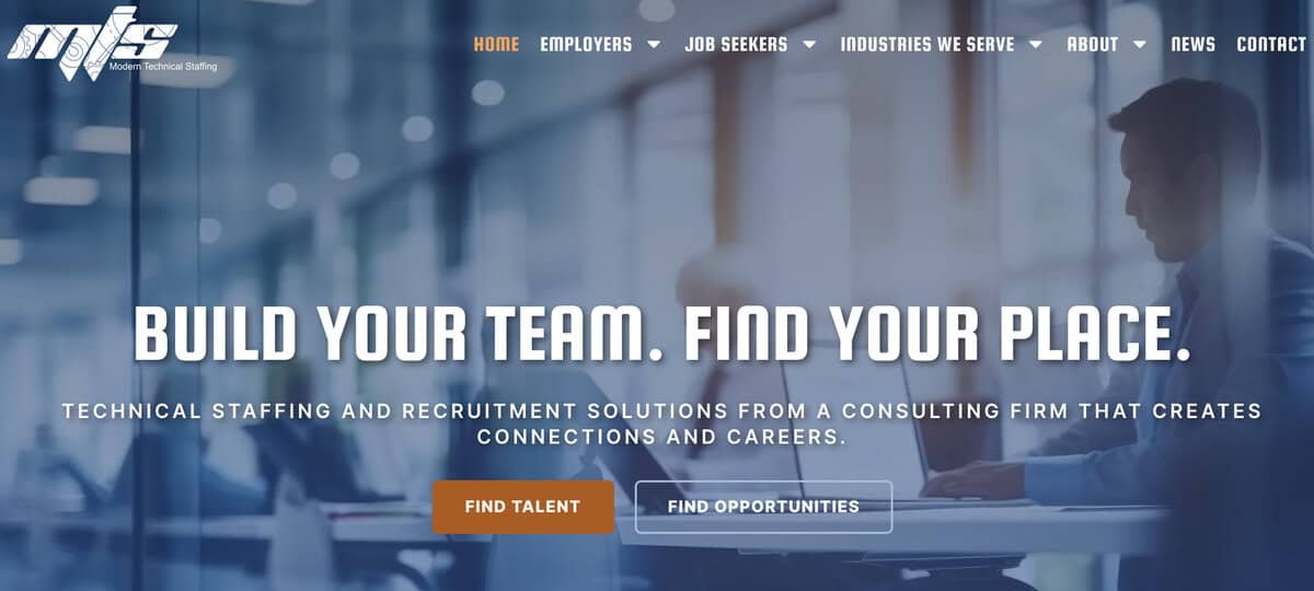 Modern Technical Staffing website screenshot