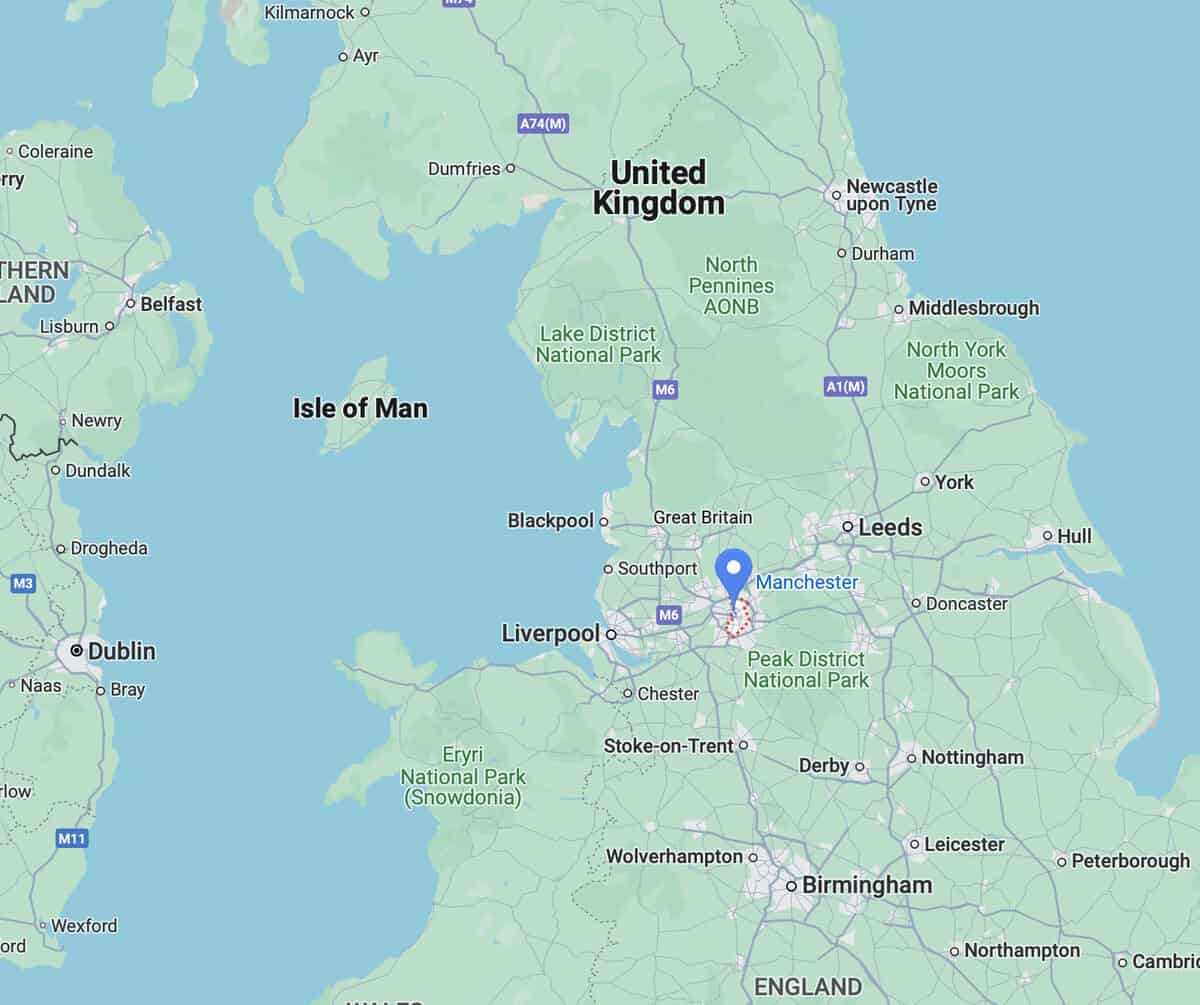 Manchester on google maps