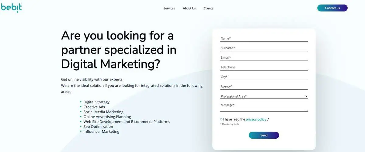 Bebit Website Screenshot