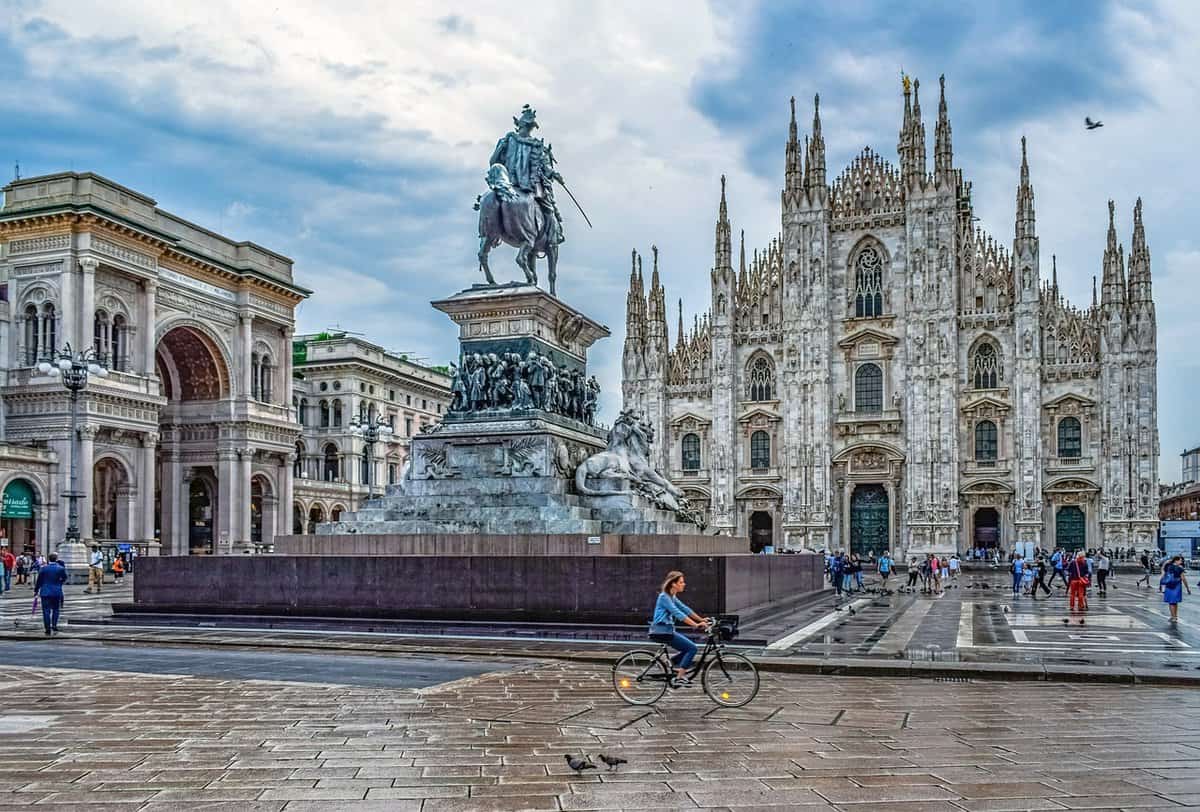 Cathedral Square or the main piazza (city square) of Milan, Italy testimonial