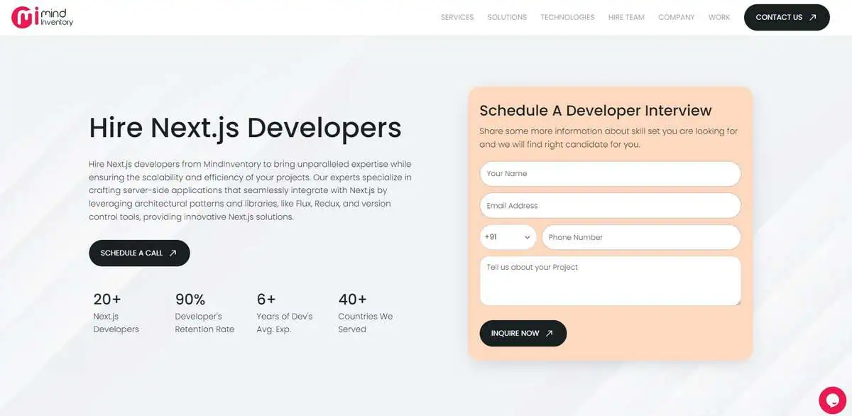 MindInventory webpage