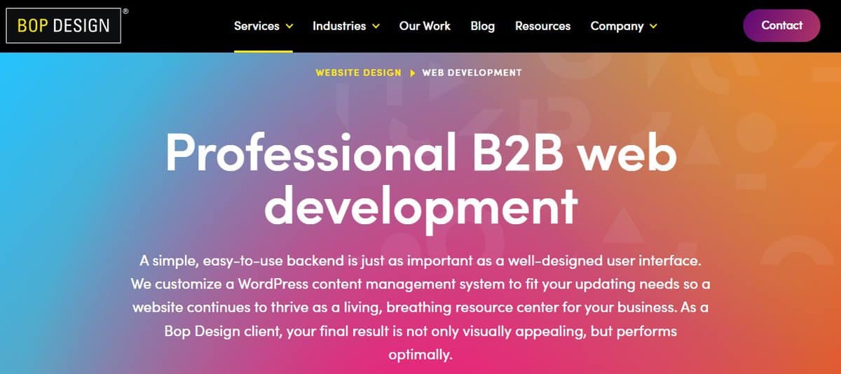 Bop Design webpage testimonial