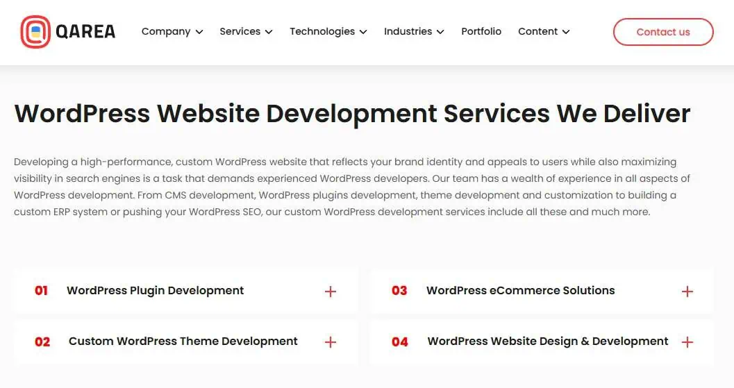 Qarea webpage