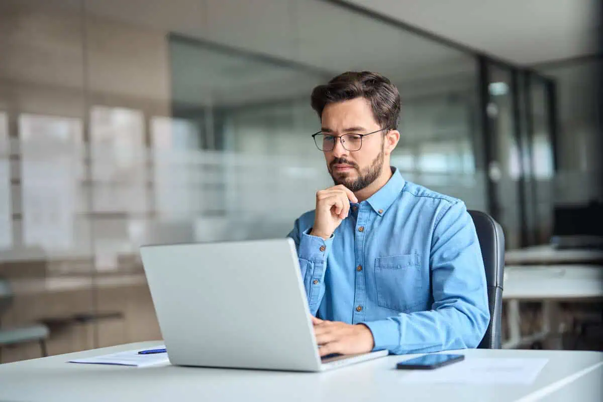man working with a computer