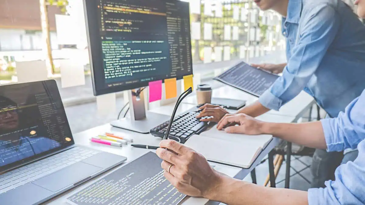 Programmer working in a software development
