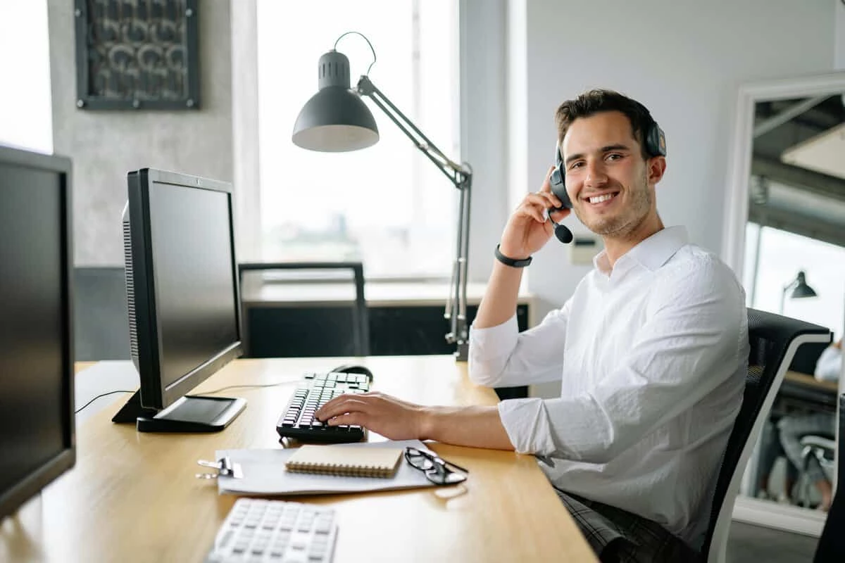 Customer Service employee having a call