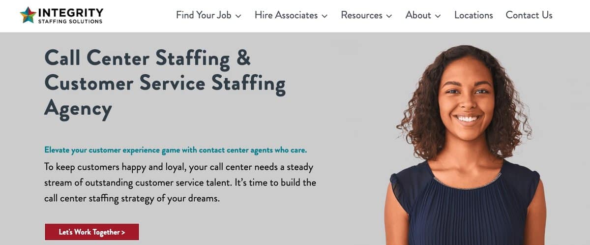 Integrity Staffing webpage testimonial