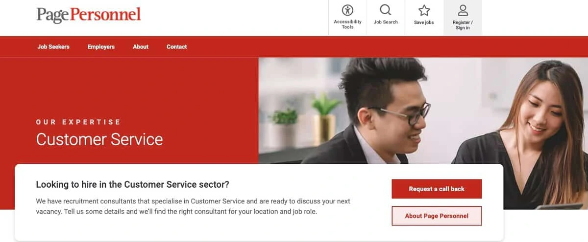 Page Personnel webpage