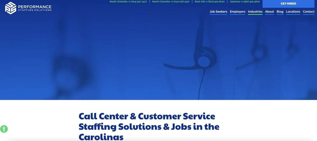 Performance Staffing Solutions webpage