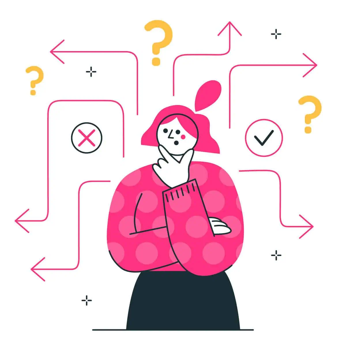 Illustration showing a person choosing between different paths, symbolizing mindset choice.