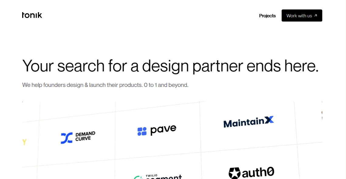 Tonik website screen