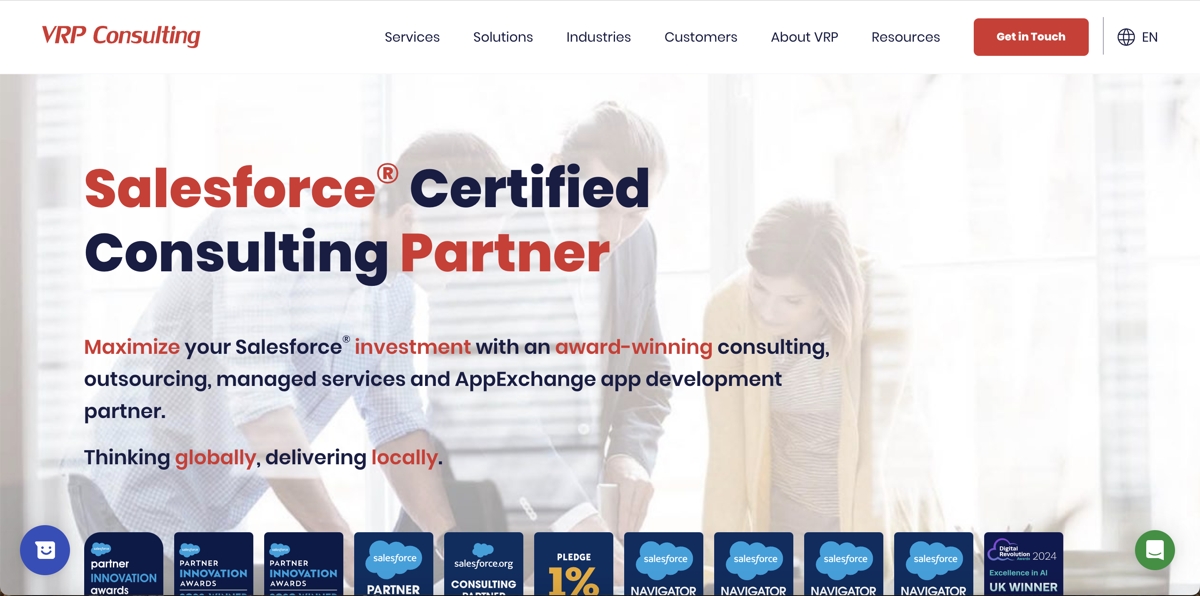 VRP Consulting website screenshot testimonial