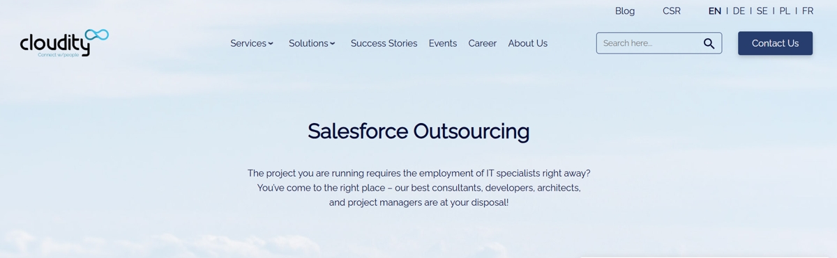 Cloudity website screenshot testimonial