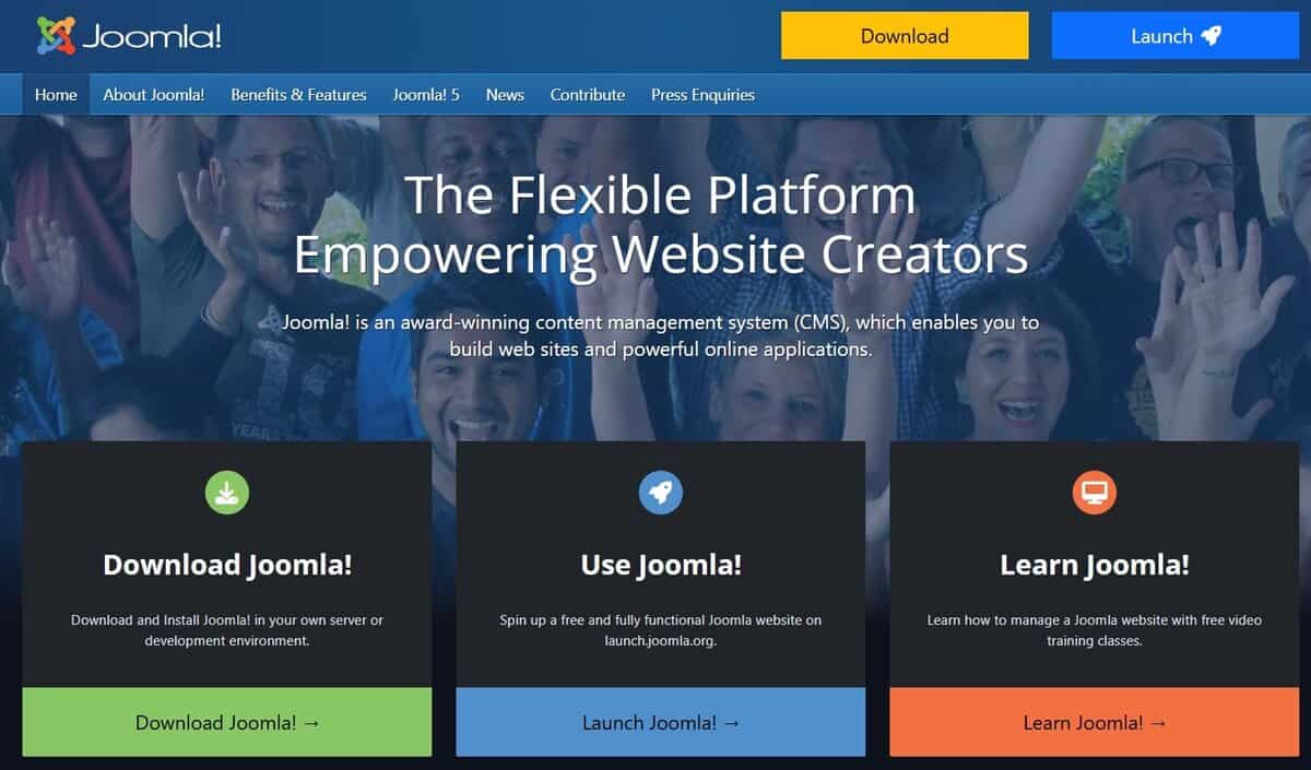 Joomla webpage. testimonial
