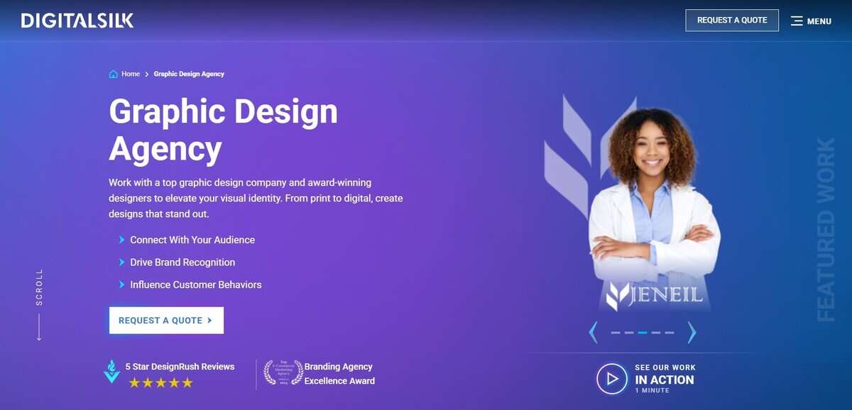 Screenshot of Digital Silk Graphic Design Agency homepage. testimonial