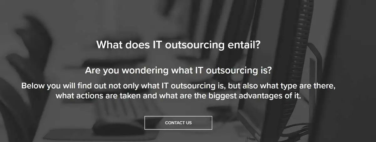 Screenshot of COM IT Solutions homepage asking What does IT outsourcing entail?
