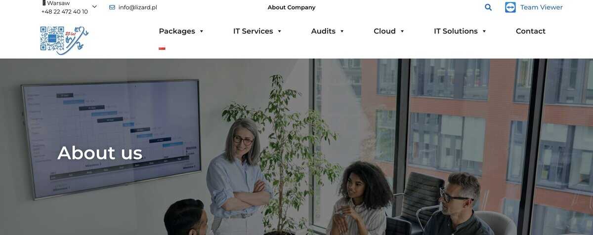 Screenshot of Lizard IT Company Lizard homepage for outsourcing. testimonial