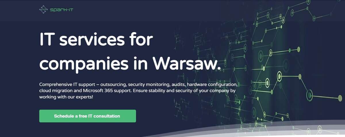 Screenshot of Spark IT services for companies in Warsaw homepage. testimonial