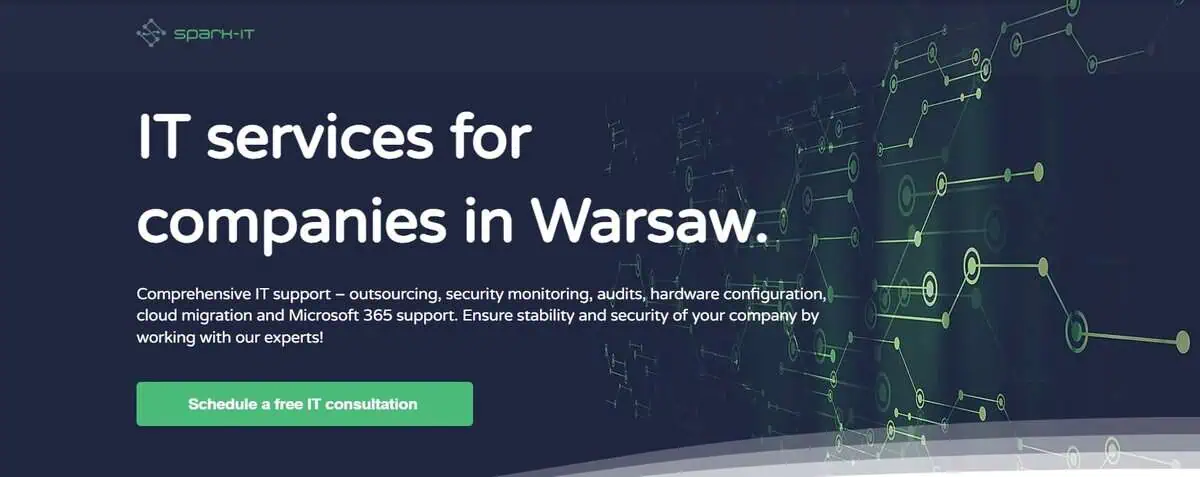 Screenshot of Spark IT services for companies in Warsaw homepage.