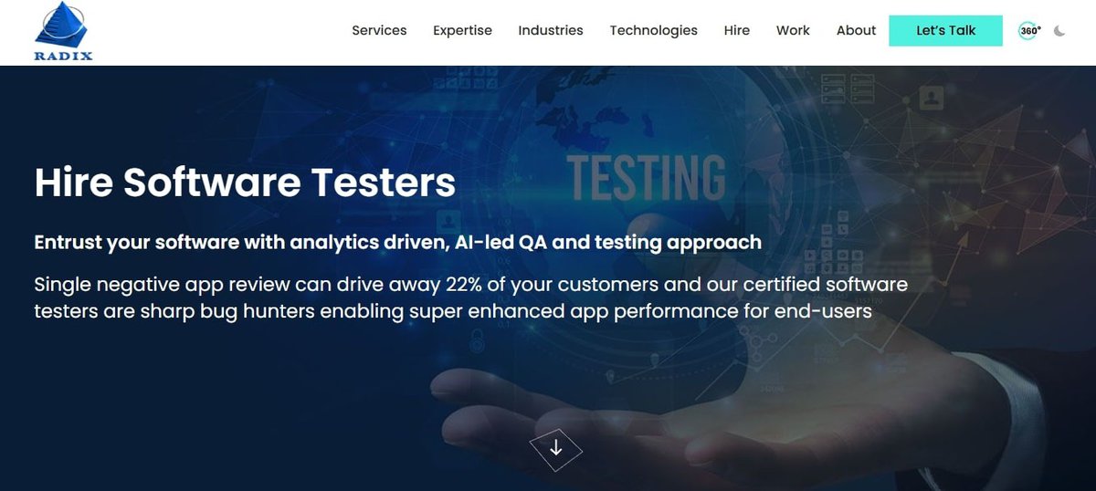 Radixweb Webpage testimonial