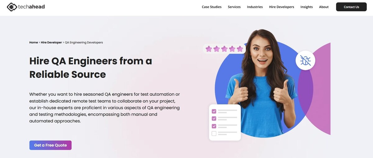 TechAhead website testimonial