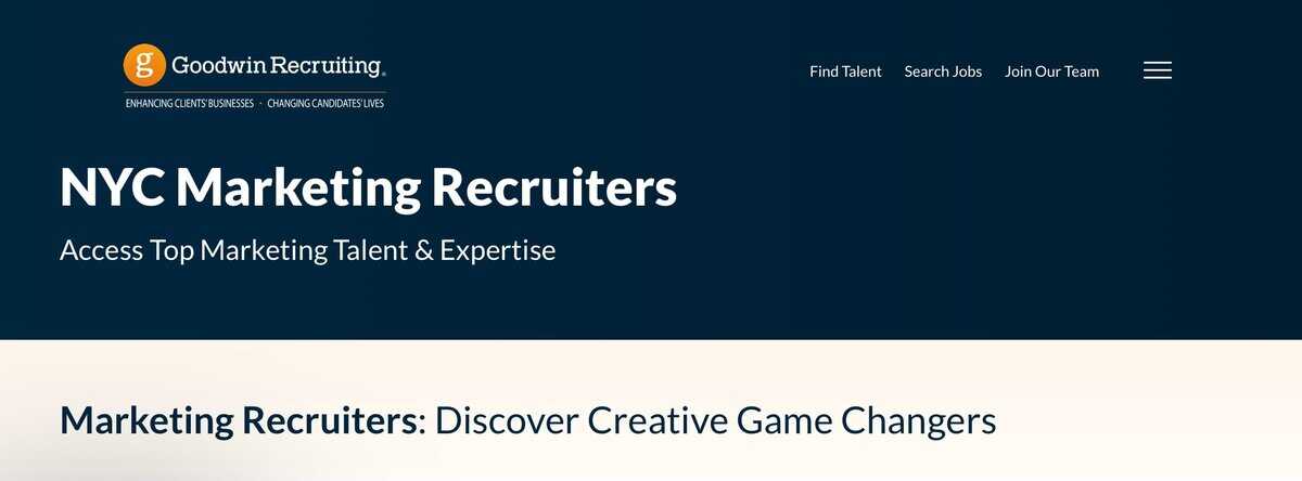 Goodwin Recruiting website screen testimonial