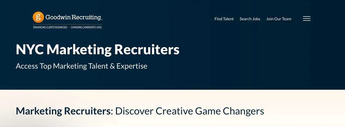 Goodwin Recruiting website screen