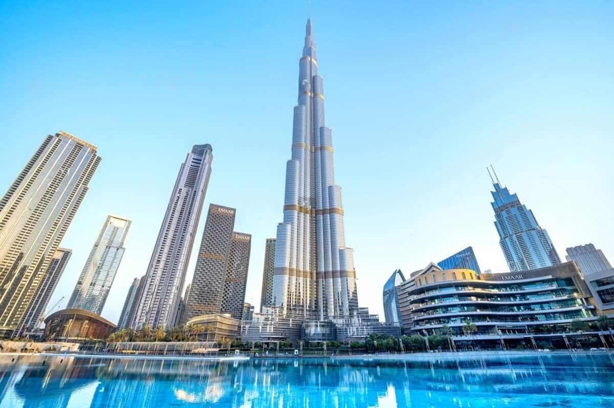 Dubai skyline, centered on the Burj Khalifa—the highest building in the world. testimonial