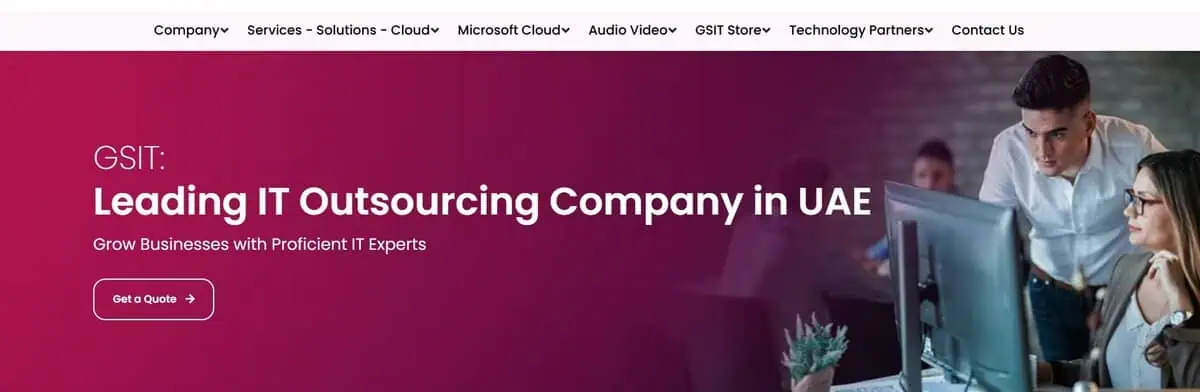 Screenshot of GS IT homepage - Leading IT Outsourcing Company in UAE.