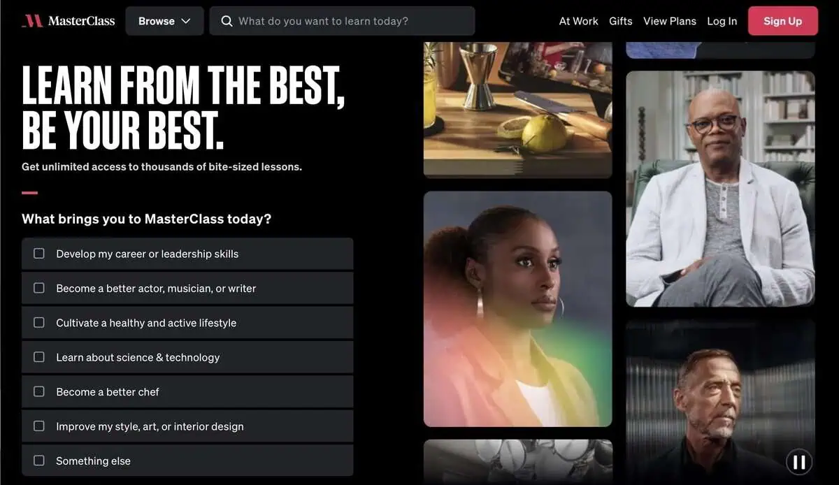 masterclass Webpage